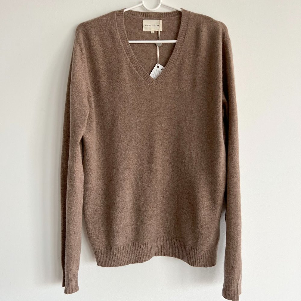 Loulou Studio Serafini 100% Cashmere Sweater, mocha melange, S